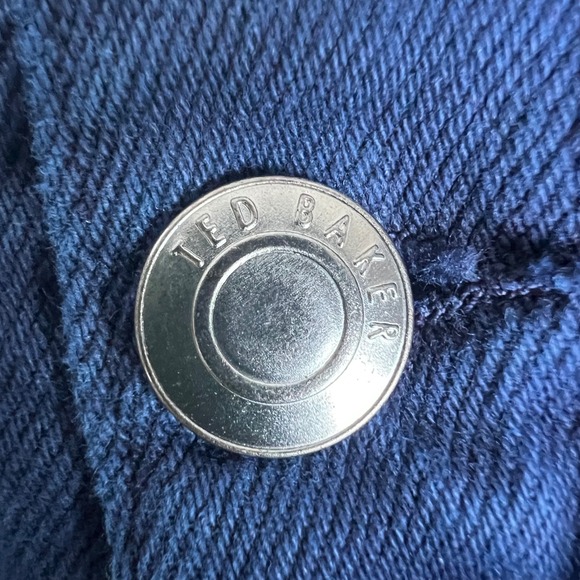 Ted Baker London Danikii High Waisted Denim Shorts Navy Blue Tie Waist Size 32 - Picture 8 of 16